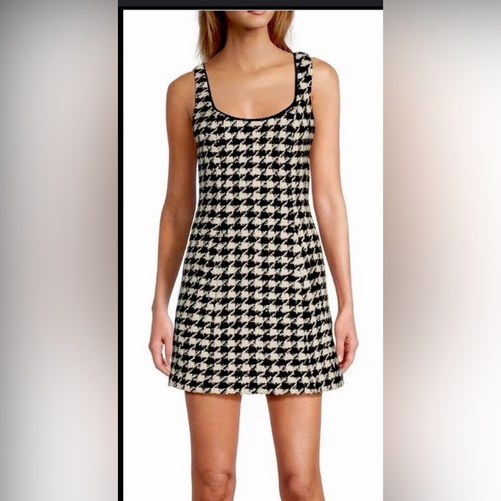 ANTONIO MELANI Black and White Houndstooth Mini Dress
